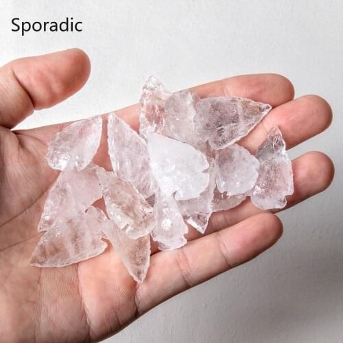 Sporadic 1PC Raw Stone Arrow Natural White Crystal Good Luck Quartz Healing Point Chakra Material Accessories Arrow Rough Stone