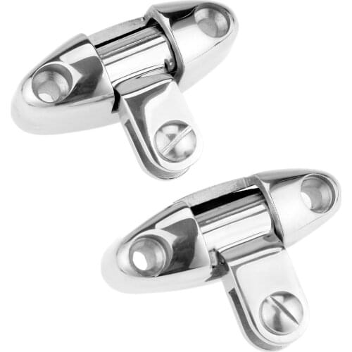 2x Stainless Steel Marine Boat Yacht 180 Degree Swivel Quick Release Deck Hinges+Rubber Pad Side Top Mount Deck Fitting Hardware
