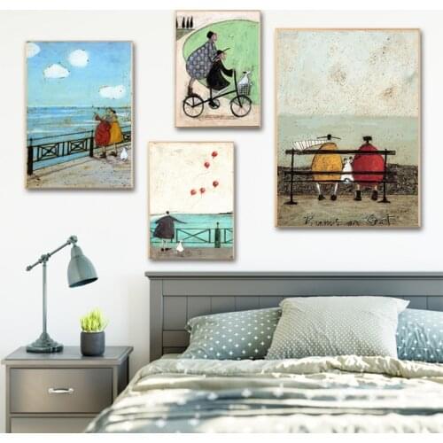 Happy Family Abstract Couple Canvas Painting Vintage Posters Prints Scandinavian Nordic Wall Art Picture For Bedroom Home Decor