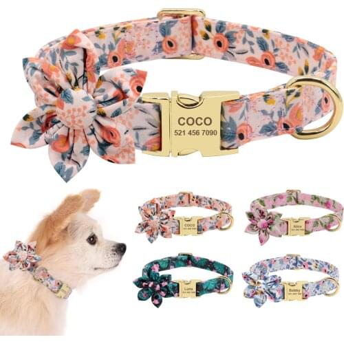 Dog Accessories Pet Puppy Cat Collar Custom Nylon Printed Dog Nameplate Collar Personalized Engraved ID Tag Collars Small Dogs