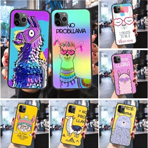 Alpacas No Prob Lama Llama Phone Case Cover Hull For iphone 5 5s se 2 6 6s 7 8 12 mini plus X XS XR 11 PRO MAX Frosted black art