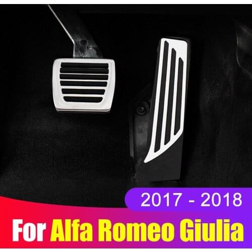 Aluminum Car Accelerator Gas Pedal Brake Pedal Footrest Pedal Plate Cover AT for Alfa Romeo Giulia Stelvio 2017 2018 Accessories