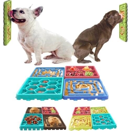 Pet Slow Bowl Lick Mat Pad For Cats Dogs NonSlip Puzzle Bowl With Super Suction Cups Dog Bowl Slow Feeder Peanut Butter Lick Mat