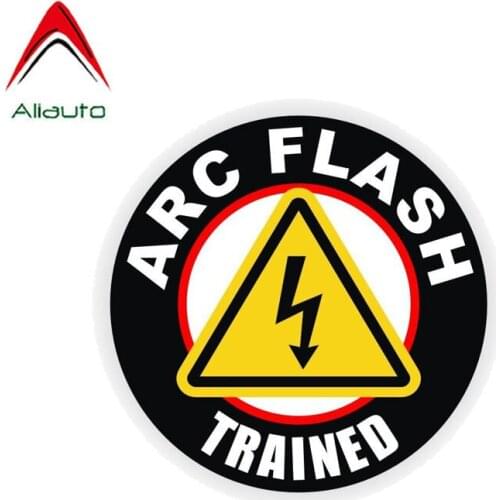 Aliauto Caution Car Sticker Arc Flash Trained Personality Accessories PVC Decal for Volvo Honda Civic Mitsubishi Lada,15cm*15cm