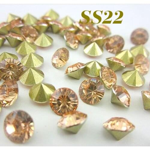 Free shipping Wholesale SS22 About 5mm Champagne 288pcs Resin rhinestones Pointback,Resin Stones for DIY Decoration