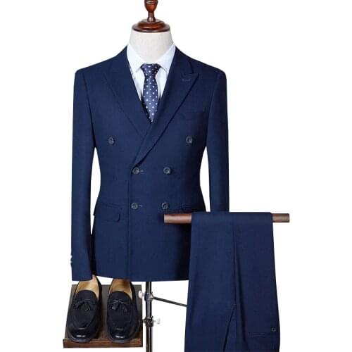 Blazer + pants + vest) luxury mens double-breasted suit fashion boutique bridegroom wedding dress men tuxedobanquet club dress