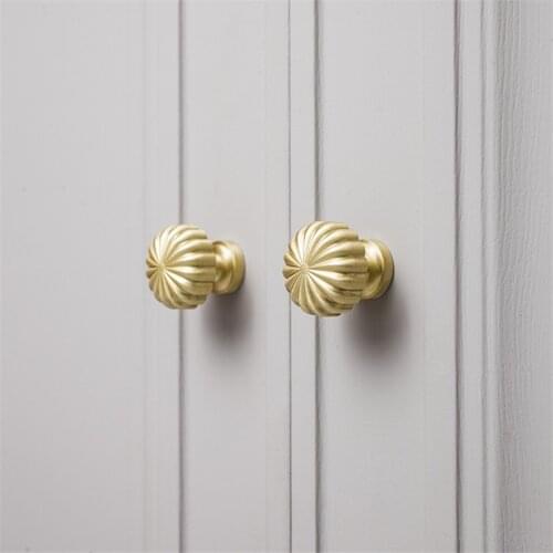 Bonjean Solid Brass Handle Golden Round Flower Cabinet Door Knob Drawer Cupboard Wardrobe Pulls Handmade Furniture Knobs