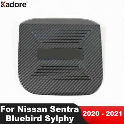 Fuel Gas Tank Decoration Cover Trim For Nissan Sentra Bluebird Sylphy Almera 2020 2021 Carbon Fiber Car Styling Accessories