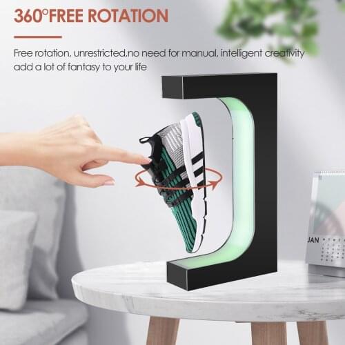 Shoe Display Rack Magnetic Levitating Shoe Display Rack With Colorful Lights 360 Degree Rotation Remote Controlled Shoe Rack