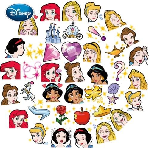 Disney 40pcs princess sticker children cartoon stationery mobile phone water cup suitcase waterproof hand account sticker set