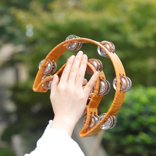 ABS Double Row Hand Bell Semi-circular Tambourine Jingles with Ergonomic Grip Kids Percussion Musical Instrument Toys