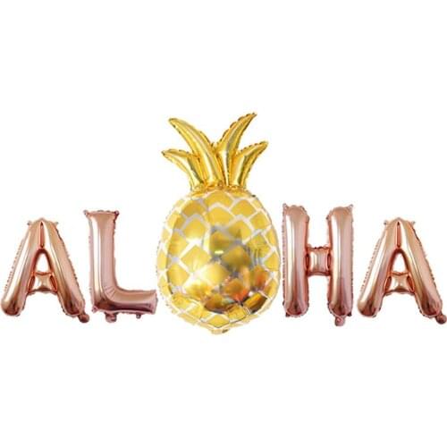 Hawaiian ALOHA Rose Gold Letters Foil Helium Balloons Luau Tropical Beach Party Wedding Hen party Pineapple Decor