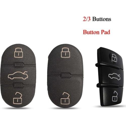 Kutery 10psc/Lot Car Key Button Pad For Audi A3 A4 A5 A6 A8 Q5 Q7 T 2/3 Buttons Remote Key Shell Fob Cover Case Pad Replacement