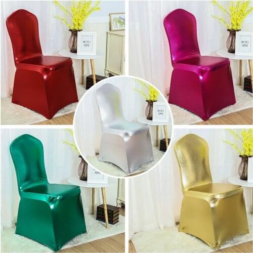 Metallic Gold Silver Spandex Chair Cover Shiny Bronze Gold Silver Colour Lycra Chair Covers Wedding Decoration Wholesale