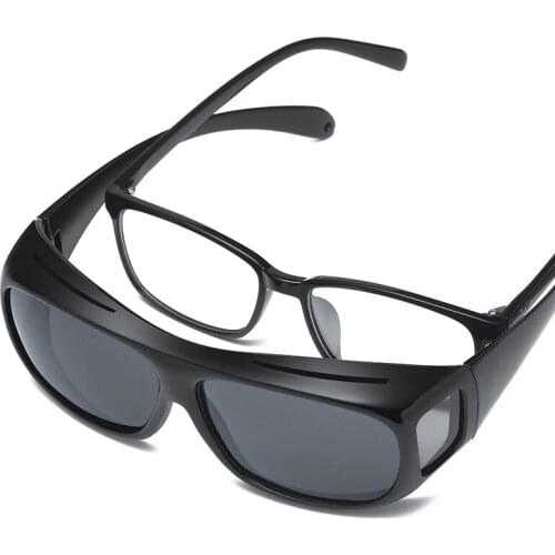 Vazrobe Clip on Sunglasses Men Women Polarized Day Night Driving Sun Glasses for Prescription Eyeglasses Frame Goggles Windproof