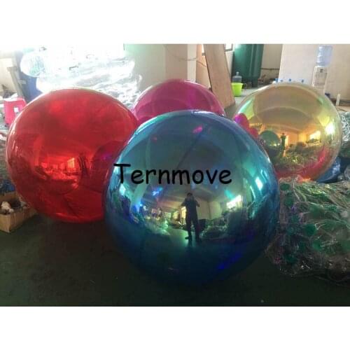 Inflatable holographic Bright Color Mirror Ball For Promotion fashion wedding Mirror Reflection Stage Festival Hanging Balloon