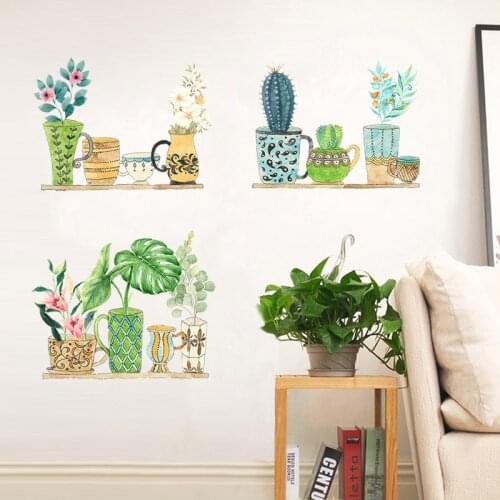Garden Plant Bonsai Wall Stickers Home Decor Living Room Flowers Kitchen PVC Wall Decals DIY Wallpaper