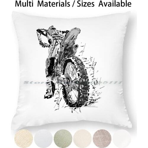 Motocross Pillow Case Throw Pillow Cover Cotton Linen Flax Motocross Motorcycle Motor Racing Tires Speedway Moto X Motox Mx1