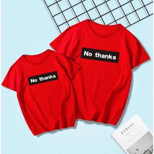 Jospoo 2020 New Fashion Cotton Tshirt Summer Family Matching Ouffits Mom and Me Round Neck Letter Printing White & Red T-shirt