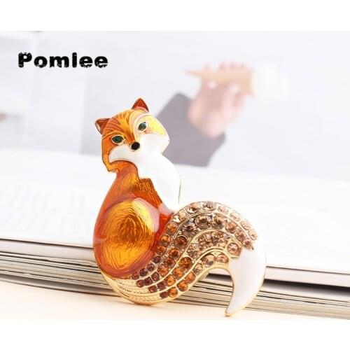 Pomlee 6 colors Enamel Quietly Fox Brooches For Women Fashion Kids Cartoon Animal Pin Brooch Fox Badge Jewelry Gift for Friends