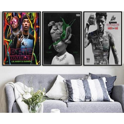 Poster Prints Lil Baby & Gunna Drip Hip Hop Rap Music Singer Star Album Painting Art Wall Pictures For Living Room Home Decor