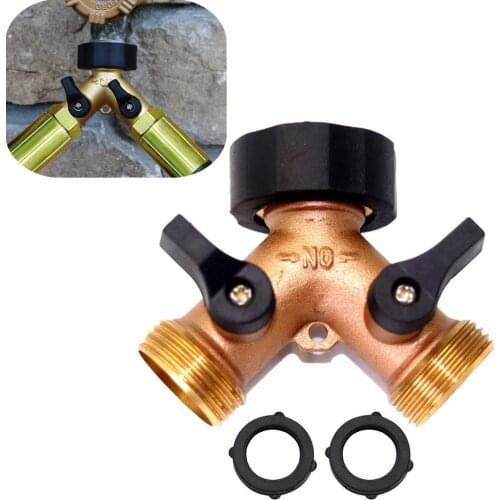 Garden Hose Splitter Heavy-Duty 2 Way Solid Brass Y Valve Female Connector Splitter Adapter garden accessories