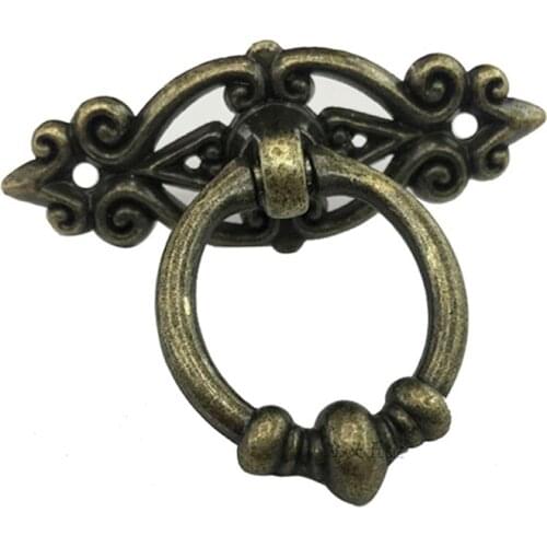 Retro Zinc Alloy Kitchen Drawer Cabinet Door Handle Antique Furniture Knobs Cupboard Pull Hardware Handles Bronze Tone + Screw