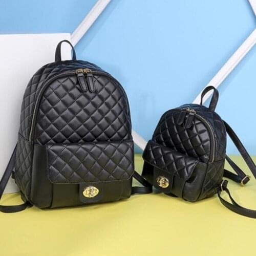 Fashion Backpack For Women PU Leather Plaid School Bag Girls Large Capacity Knapsack Travel Lady Backpack Teenager Bag 2sizes