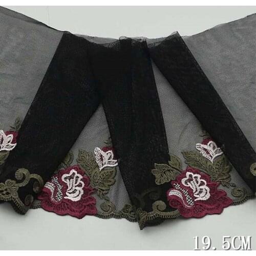 1lot/52yards Black Mesh Net Exquisite Embroidery Fabric Lace Ribbon DIY Sewing Curtain Clothes 19.5cm Trims Craft Decoration