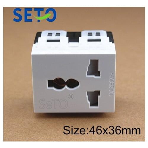 SeTo 128 Type Three Hole Power Socket Module 10A 250V Electric Plug Keystone For Wall Plate Socket
