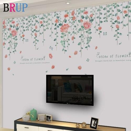 Nordic Style Flower Vines Wall Stickers for Living Room Kids Room Wedding Wall Decal Baby Nursery Murals Wall Decor Poster Mural