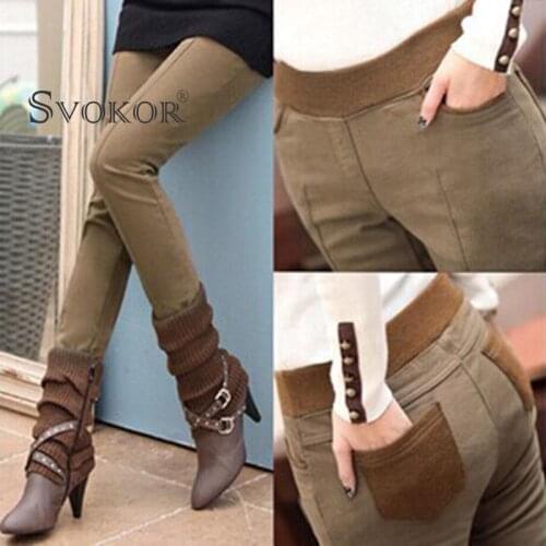 SOKOR Women Plus Size Plus Fleece Leggings Winter High Waist Skinny Thick Velvet Leggins Warm Fashion Pencil Pants Trousers