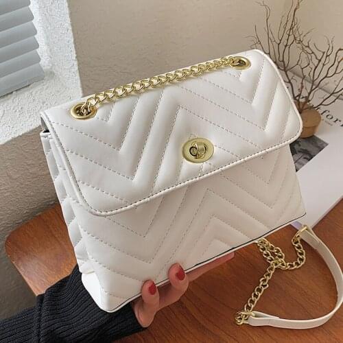 Women Chain Pu Leather Crossbody Bags High Quality Ladies Small Shoulder Messenger Bag Fashion Designer Female Thread Handbags