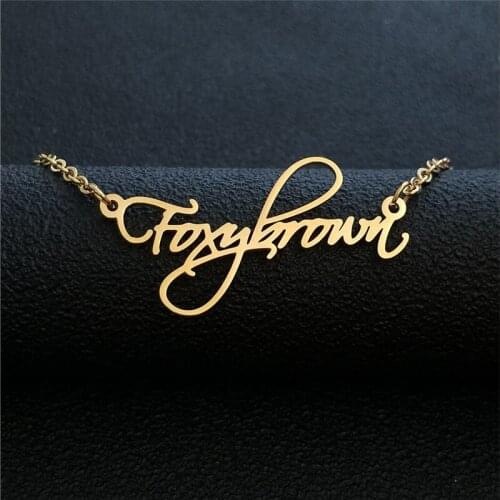 Women Men Jewelry Personalized Script Style Name Pendant Necklaces Customize Cursive Nameplate Choker Necklace Bridesmaid Gift