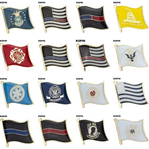 Flag Laple Pin Badge Brooch Air Force Gadsden Flag Fire Dept. Coast Guard EMS Lutheran Navy Mormon POW