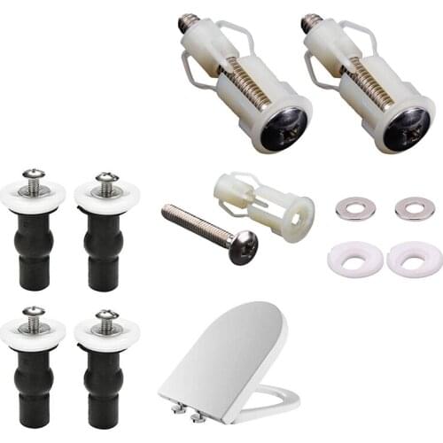 LBER 2 Set Toilet Seat Hinges Screws WC Hole Fixing Universal Expanding Rubber Screw Top Nuts Blind Hole Hinges Fittings