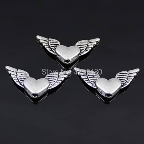 20pcs Fashion Antique Silver Wings Spacer Beads for Necklace Bracelet DIY Making Accessory 13*25mm Hole: approx 1.5mm K00164