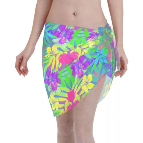 2021 Women Swimwear Pareo Scarf Bikini Cover-Ups Wrap Kaftan Sarong Beach Sexy Skirts Flowers And Leaves Swimsuit Cover-Ups