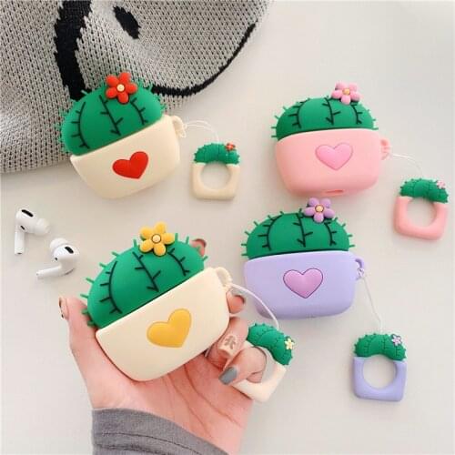 3D Cartoon Cactus Pot Case for Airpods Pro Cute Accessories Bluetooth Earphone Protective Cover for Air Pods Pro 3 Silicone Case