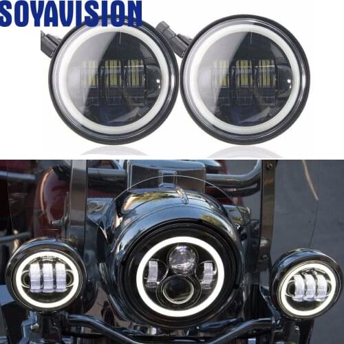 4.5" Motorcycle 4.5 Inch LED Fog Lights Projector Auxiliary motor Headlight Passing Fog Light Lamps With DRL