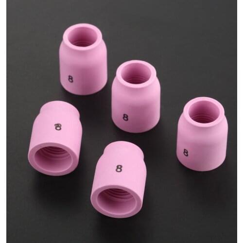 5X Pink Ceramic 53N61 8# Ceramic Cups Alumina Shield Cup TIG Welding Torch Nozzle Fits For WP-9 20 25