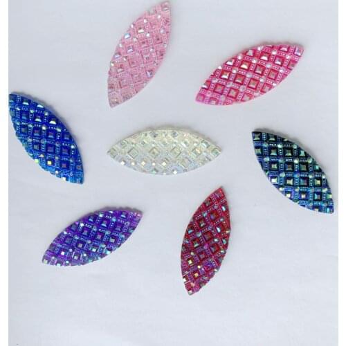 6pcs 20*50mm Crystal AB Sew On Rhinestones Flat Back Resin Gems Sewing Big Crystal Applique Horse Eye Strass for Crafts -A51