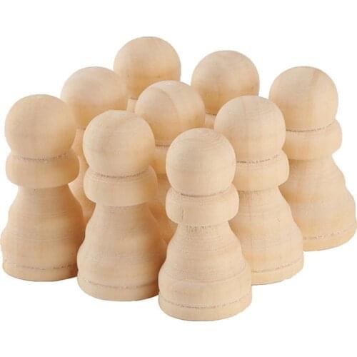 9Pcs/set Wooden Dolls Wood Color Chess Wooden Chess Pieces Childrens Educational Board Game