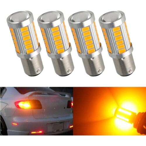 Car Led Light Bulb Canbus 1157 7443 3157 LED Bulbs BAY15D 33SMD Auto Reversing Lamp For Car 12V White Yellow