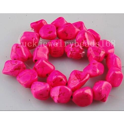 Free Shipping Fashion Jewelry Pink Howlite Nugget Loose Beads 15.5" FG5849