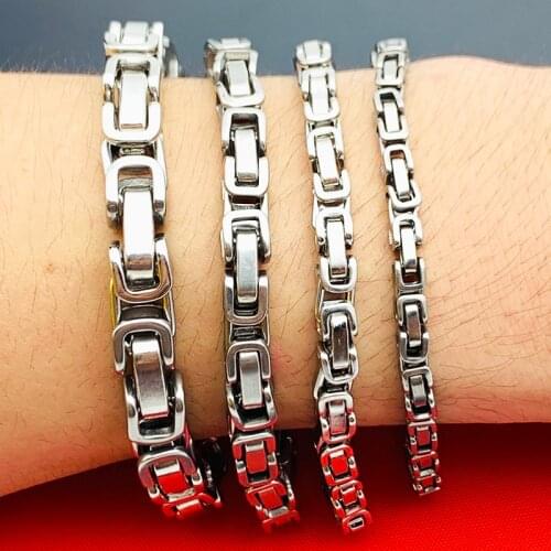 2.5mm 4mm 5mm Men Chain Silver Tone 316 Stainless Steel 22cm Byzantine Box Link Necklace Bracelet