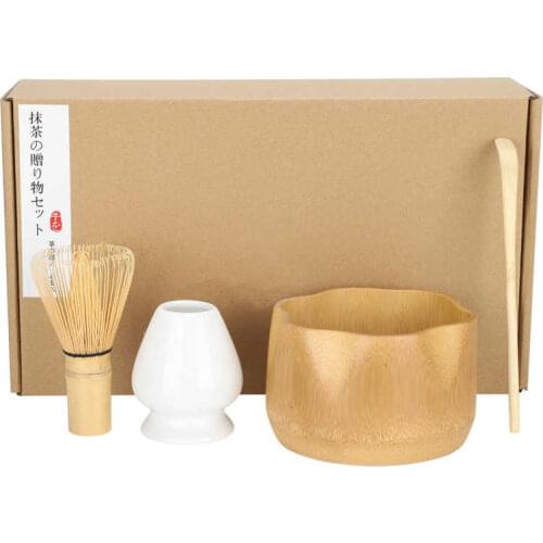 Matcha Making Tool Set Bamboo Tea Powder Whisk Tea Scoop Bowl Ceramic Tea Whisk Holder Teaware Set