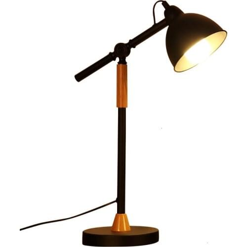 Black Iron Wood Table Lamp Desk Lamp For Bedroom bed lamp abajour