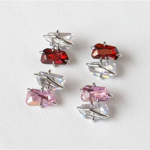Zircon earrings peach blossom spar earrings female net red earrings female jewelry earrings