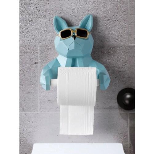 European-style Geometric Animal Tissue Holder Cat Dog Pig Toilet Bathroom Wall-mounted Tissue Holder Towel Rack Birthday Present